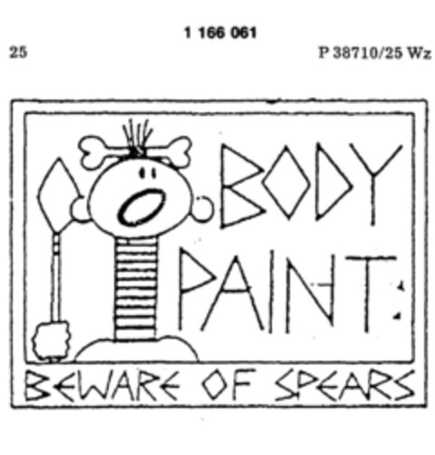 BODY PAINT: BEWARE OF SPEARS Logo (DPMA, 24.10.1989)