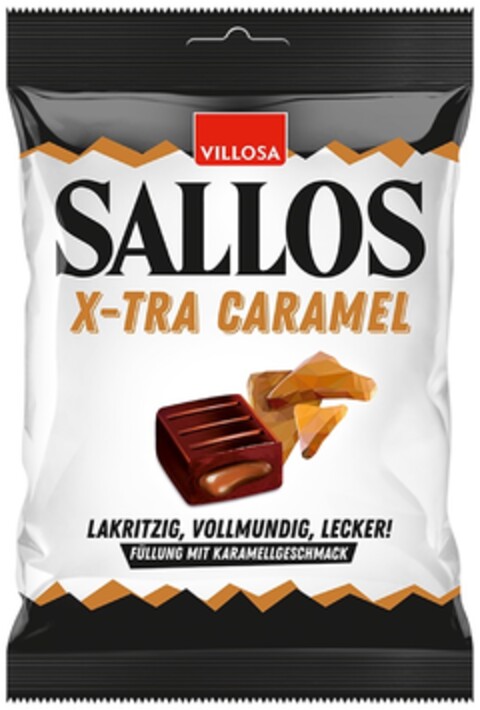 VILLOSA SALLOS X-TRA CARAMEL LAKRITZIG, VOLLMUNDIG, LECKER! FÜLLUNG MIT KARAMELLGESCHMACK Logo (DPMA, 12.06.2024)