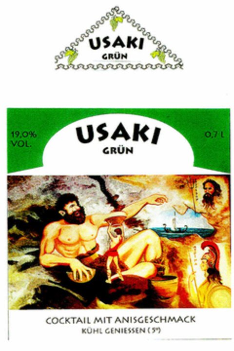 USAKI GRÜN COCKTAIL MIT ANISGESCHMACK Logo (DPMA, 22.05.1999)