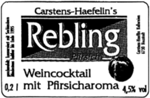 Carstens-Haefelin`s Rebling Pfirsich Weincocktail mit Pfirsicharoma Logo (DPMA, 04.03.1992)
