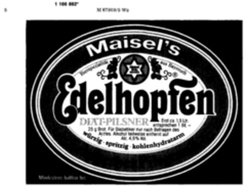 Maisel's Edelhopfen DIÄT-PILSENER Logo (DPMA, 14.08.1990)