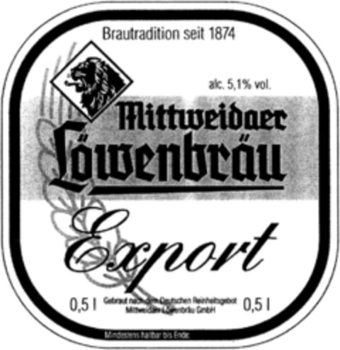 Mittweidaer Löwenbräu Logo (DPMA, 21.11.1992)