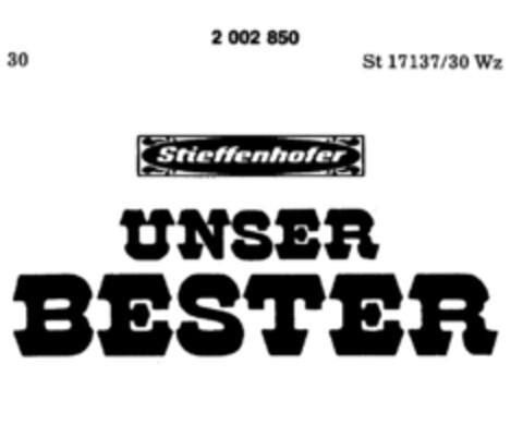 Stieffenhofer UNSER BESTER Logo (DPMA, 20.11.1990)