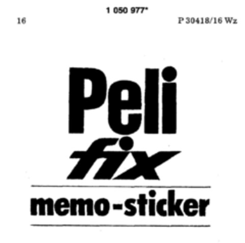 Peli fix memo-sticker Logo (DPMA, 06/30/1983)