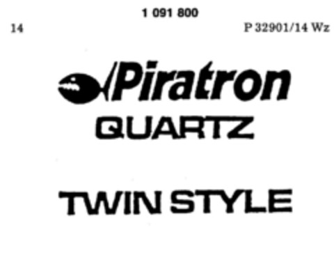 Piratron QUARTZ TWIN STYLE Logo (DPMA, 10.07.1985)