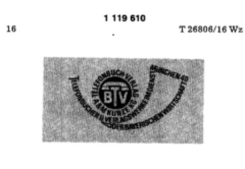 BTV TELEFONBUCH   VERLAG   A.&M. KUNZE KG TELEFONBÜCHER U. VERLAGSWERKE IM DIENST DER BAYERISCHEN WIRTSCHAFT MÜNCHEN 40 Logo (DPMA, 03.09.1987)