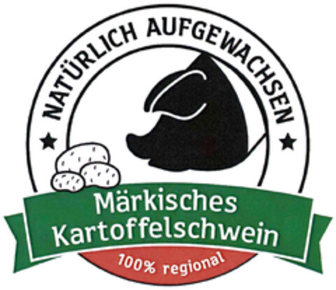 NATÜRLICH AUFGEWACHSEN Märkisches Kartoffelschwein 100% regional Logo (DPMA, 03.08.2019)