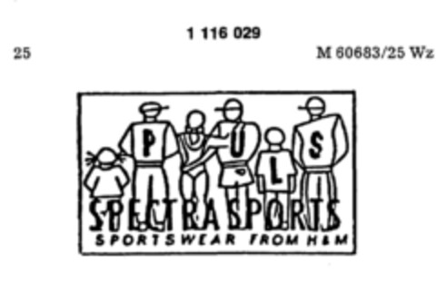 PULS SPECTRA SPORTS  SPORTSWEAR FROM H & M Logo (DPMA, 15.05.1987)