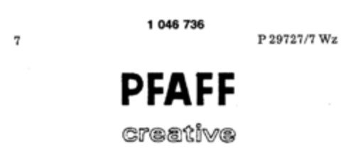 PFAFF creative Logo (DPMA, 10/20/1982)