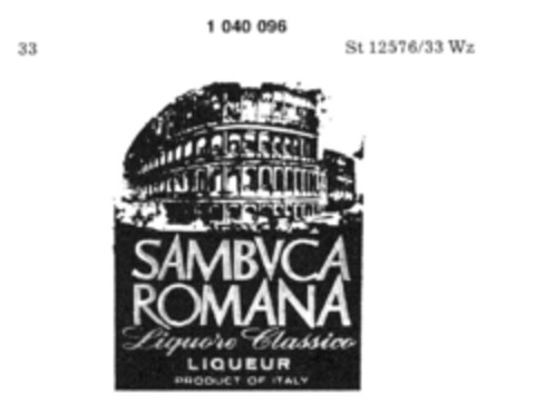 SAMBUCA ROMANA Liquore Classico LIQUEUR Logo (DPMA, 12/12/1980)