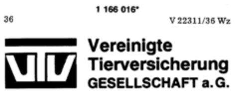 VTV Vereinigte Tierversicherung GESELLSCHAFT a. G. Logo (DPMA, 14.09.1990)