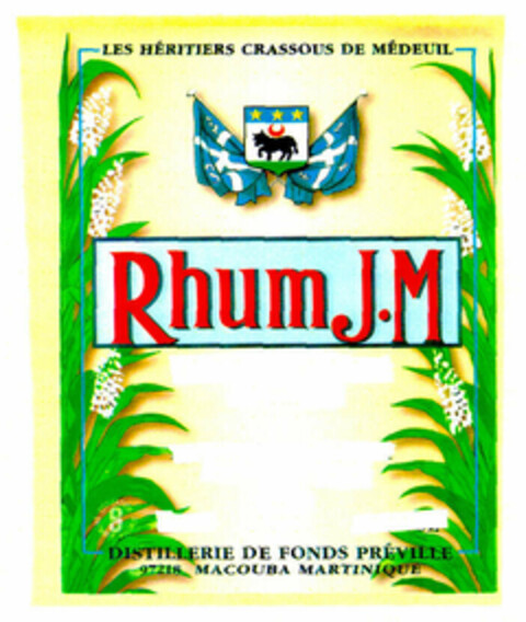 Rhum J.M LES HÉRITIERS CRASSOUS DE MÉDEUIL DISTILLERIE DE FONDS PRÉVILLE 97218 MACOUBA MARTINIQUE Logo (EUIPO, 24.12.1998)