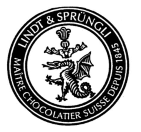 LINDT & SPRÜNGLI MAÎTRE CHOCOLATIER SUISSE DEPUIS 1845 Logo (EUIPO, 04/01/1996)