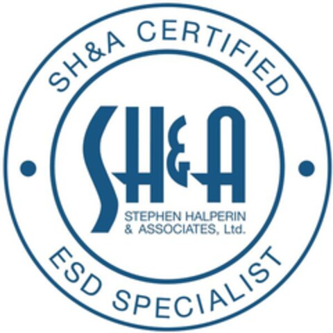 · SH&A CERTIFIED · ESD SPECIALIST SH&A STEPHEN HALPERIN & ASSOCIATES, Ltd. Logo (EUIPO, 20.08.2008)