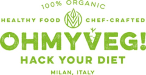 100% ORGANIC HEALTHY FOOD CHEF-CRAFTED OHMYVEG! HACK  YOUR DIET MILAN, ITALY Logo (EUIPO, 22.01.2018)