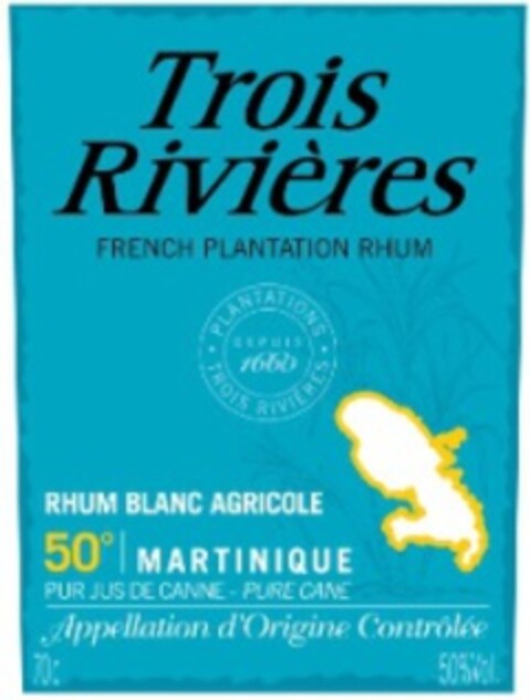 Trois Rivières FRENCH PLANTATION RHUM RHUM BLANC AGRICOLE 50° MARTINIQUE PUR JUS DE CANNE PURE CANE Logo (EUIPO, 20.08.2014)