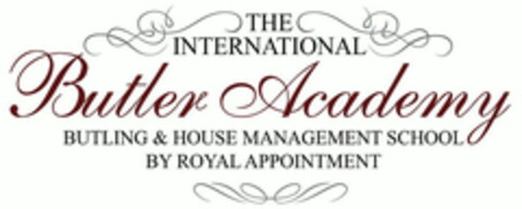 THE INTERNATIONAL BUTLER ACADEMY BUTLING & HOUSE MANAGEMENT SCHOOL BY ROYAL APPOINTMENT Logo (EUIPO, 10/17/2016)