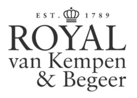 EST. 1789 ROYAL van Kempen & Begeer Logo (EUIPO, 12/10/2019)