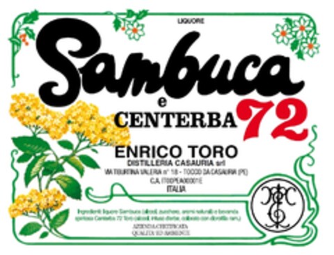 LIQUORE SAMBUCA E CENTERBA 72 ENRICO TORO TC Logo (EUIPO, 20.05.2013)