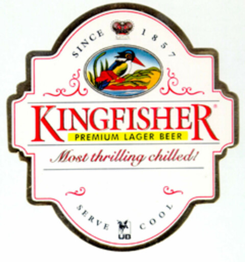 SINCE 1857 KINGFISHER PREMIUM LAGER BEER Most thrilling chilled ! SERVE COOL UB Logo (EUIPO, 07.08.1996)