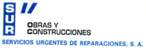 SUR OBRAS Y CONSTRUCCIONES SERVICIOS URGENTES DE REPARACIONES, S.A. Logo (EUIPO, 02.03.1998)