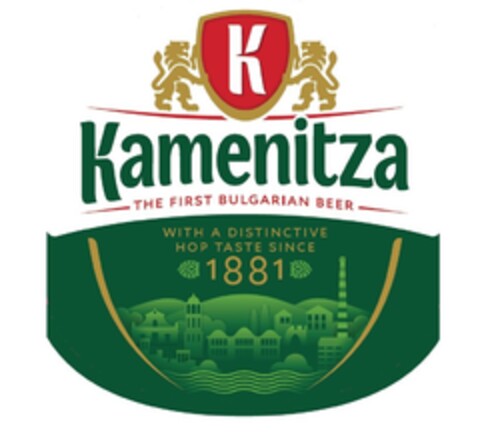 K Kamenitza THE FIRST BULGARIAN BEER WITH A DISTINCTIVE HOP TASTE SINCE 1881 Logo (EUIPO, 06/22/2021)