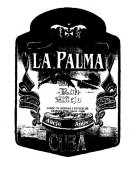 LA PALMA Ron Añejo UNIÓN DE BEBIDAS Y REFRESCOS AÑEJO AÑOS CUBA Logo (EUIPO, 27.06.2002)