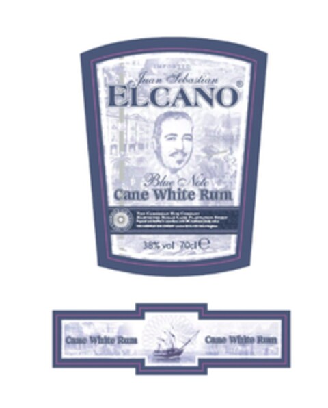 IMPORTED Juan Sebastian ELCANO Blue Note CANE WHITE RUM Logo (EUIPO, 09.06.2009)
