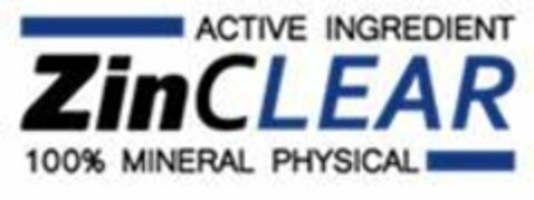 ZinCLEAR ACTIVE INGREDIENT 100% MINERAL PHYSICAL Logo (EUIPO, 30.11.2020)