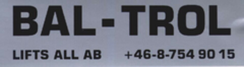 BAL-TROL LIFTS ALL AB +46-8-7549015 Logo (EUIPO, 05/17/2001)