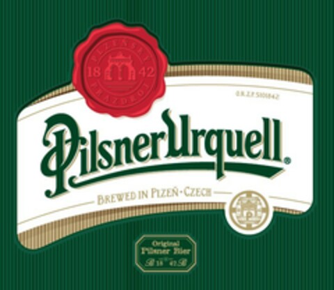 PLZEŇSKÝ PRAZDROJ 1842 O.R.Z.P. 5101842 Pilsner Urquell R BREWED IN PLZEŇ CZECH Original Pilsner Bier 1842 Logo (EUIPO, 27.02.2019)