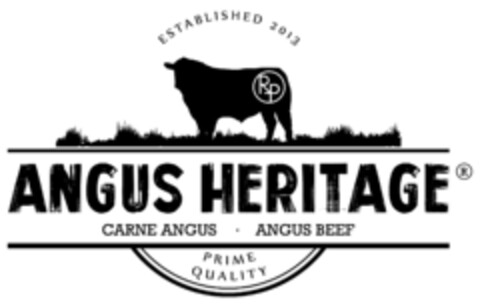 ESTABLISHED 2013 RP ANGUS HERITAGE CARNE ANGUS ANGUS BEEF PRIME QUALITY Logo (EUIPO, 31.07.2019)