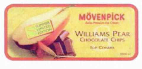 MÖVENPICK WILLIAMS PEAR CHOCOLATE CHIPS Ice Cream Logo (EUIPO, 09/27/2001)