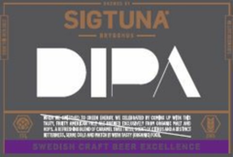 BREWED BY SIGTUNA BRYGGHUS DIPA SWEDISH CRAFT BEER EXCELLENCE Logo (EUIPO, 07.11.2014)