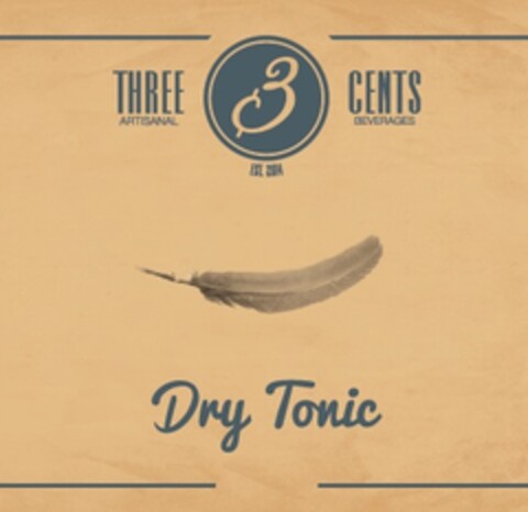 3 THREE CENTS ARTISANAL BEVERAGES Dry Tonic EST. 2014 Logo (EUIPO, 17.09.2018)