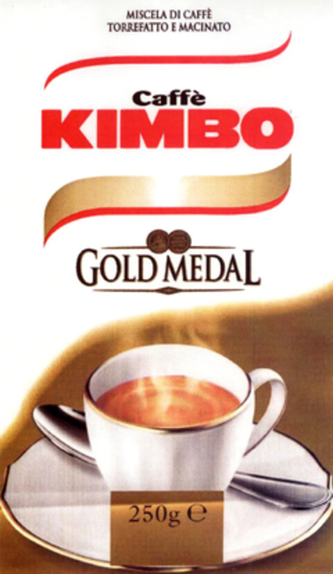 MISCELA DI CAFFE' TORREFATTO E MACINATO Caffè KIMBO GOLD MEDAL Logo (EUIPO, 09/23/2004)