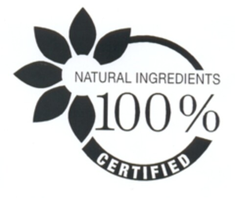 NATURAL INGREDIENTS 100% CERTIFIED Logo (EUIPO, 12.06.2006)