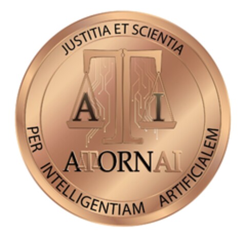 JUSTITIA ET SCIENTIA AI ATORNAI PER INTELLIGENTIAM ARTIFICIALEM Logo (EUIPO, 02/25/2023)