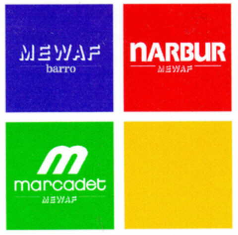 MEWAF barro narbur MEWAF m marcadet MEWAF Logo (EUIPO, 26.10.1998)