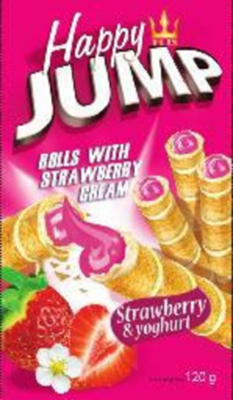 Happy FLIS JUMP ROLLS WITH STRAWBERRY CREAM Strawberry & yoghurt Logo (EUIPO, 13.10.2017)