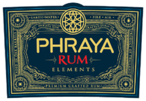 PHRAYA RUM ELEMENTS PREMIUM CRAFTED RUM  AGED IN OAK BARRELS PRODUCT OF THAILAND Logo (EUIPO, 16.08.2019)