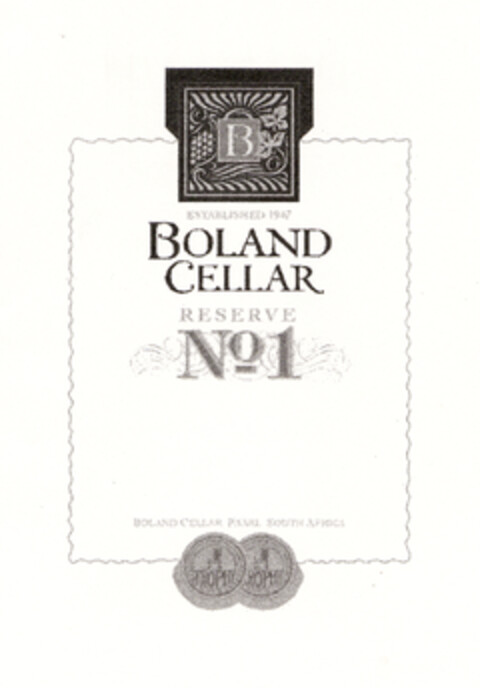 BOLAND CELLAR RESERVE N° 1 Logo (EUIPO, 01/13/2004)