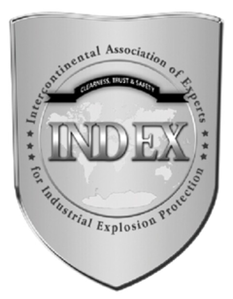 INDEX Intercontinental Association of Experts for Industrial Explosion Protection CLEARNESS, TRUST & SAFETY Logo (EUIPO, 07/28/2011)