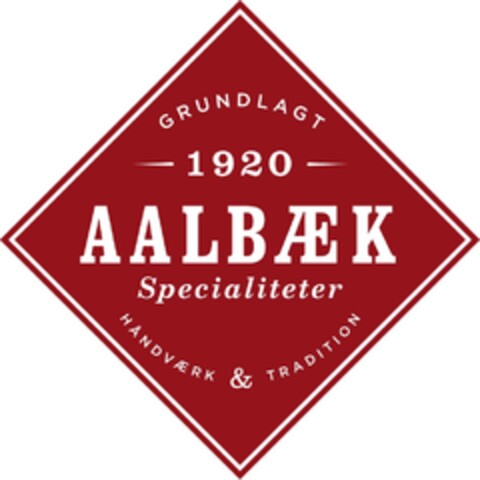 GRUNDLAGT 1920 AALBÆK SPECIALITETER HÅNDVÆRK & TRADITION Logo (EUIPO, 04.02.2015)