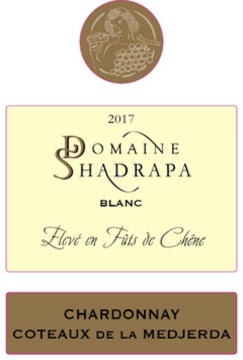 DOMAINE SHADRAPA BLANC 2017 CHARDONNAY  COTEAUX DE LA MEDJERDA Elevé en fûts de chênes Logo (EUIPO, 31.03.2022)