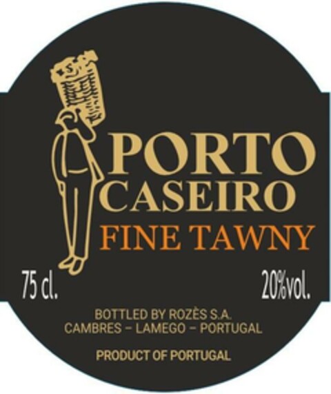 PORTO CASEIRO FINE TAWNY BOTTLED BY ROZÈS S.A. CAMBRES - LAMEGO - PORTUGAL PRODUCT OF PORTUGAL - 75 cl - 20 % vol . Logo (EUIPO, 03.04.2024)