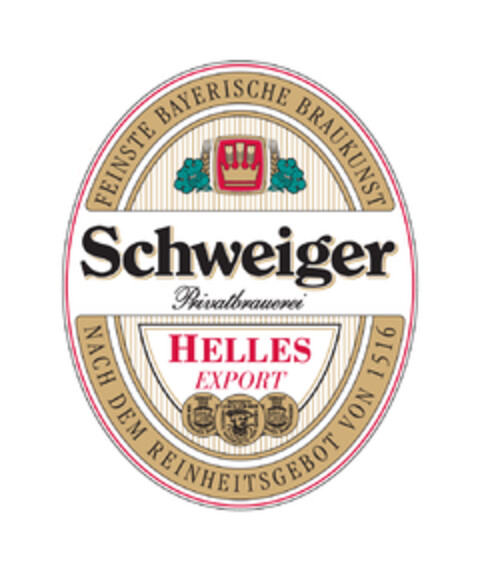 Schweiger Privatbräuerei Helles Export Feinste Bayerische Braukunst Nach dem Reinheitsgebot von 1516 Logo (EUIPO, 30.04.2014)