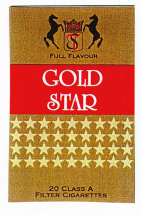 GOLD STAR FULL FLAVOUR 20 CLASS A FILTER CIGARETTES Logo (EUIPO, 07/18/2000)