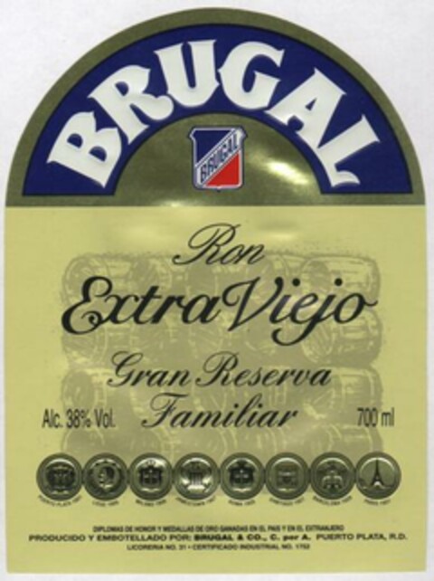 BRUGAL BRUGAL Ron Extra Viejo Gran Reserva Alc. 38% Vol. Familiar 700 ml Logo (EUIPO, 11.03.2006)