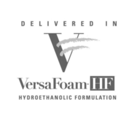 DELIVERED IN V VersaFoam-HF HYDROETHANOLIC FORMULATION Logo (EUIPO, 27.12.2006)